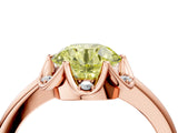 Rose gold Fancy Yellow Round  Halo Diamond Ring with Round Cluster Setting, Solitaire Band, and Four-Prong Setting_33