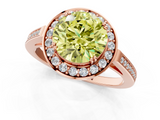 Rose gold Fancy Yellow Round  Halo Diamond Ring with Split Shank and Four-Prong Setting_1