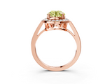 Rose gold Fancy Yellow Round  Halo Diamond Ring with Split Shank and Four-Prong Setting_3