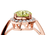 Rose gold Fancy Yellow Round  Halo Diamond Ring with Split Shank and Four-Prong Setting_4