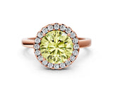 Rose gold Fancy Yellow Round  Halo Diamond Solitaire with Pavé Band and Four-Prong Setting_17