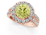 Rose gold Fancy Yellow Round  Halo Diamond Split Shank Engagement Ring with Prong Setting_100