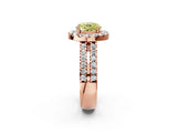 Rose gold Fancy Yellow Round  Halo Diamond Split Shank Engagement Ring with Prong Setting_101