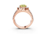 Rose gold Fancy Yellow Round  Halo Diamond Split Shank Engagement Ring with Prong Setting_102