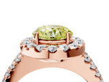 Rose gold Fancy Yellow Round  Halo Diamond Split Shank Engagement Ring with Prong Setting_103