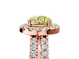 Rose gold Fancy Yellow Round  Halo Diamond Split Shank Engagement Ring with Prong Setting_104