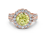 Rose gold Fancy Yellow Round  Halo Diamond Split Shank Engagement Ring with Prong Setting_99