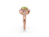 Rose gold Fancy Yellow Round  Halo Diamond Split Shank Ring with Milgrain Detail_31