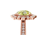 Rose gold Fancy Yellow Round  Halo Milgrain Pave Diamond Ring with Four-Prong Setting 1