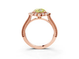 Rose gold Fancy Yellow Round  Halo Milgrain Pave Diamond Ring with Four-Prong Setting 5