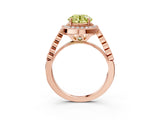 Rose gold Fancy Yellow Round  Halo Milgrain Solitaire with Bezel Set Side Stones and Pave Band_35