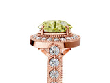 Rose gold Fancy Yellow Round  Halo Milgrain Solitaire with Bezel Set Side Stones and Pave Band_37