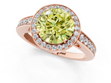 Rose gold Fancy Yellow Round  Halo Pavé Diamond Engagement Ring with Bezel Setting_1