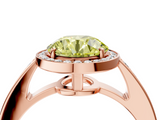 Rose gold Fancy Yellow Round  Halo Pavé Diamond Engagement Ring with Bezel Setting_4