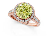 Rose gold Fancy Yellow Round  Halo Pavé Diamond Engagement Ring with Four-Prong Setting_26