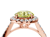 Rose gold Fancy Yellow Round  Halo Pavé Diamond Engagement Ring with Four-Prong Setting_7