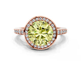 Rose gold Fancy Yellow Round  Halo Pave Band Solitaire Ring with Prong Setting_29