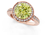 Rose gold Fancy Yellow Round  Halo Pave Band Solitaire Ring with Prong Setting_30