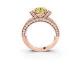 Rose gold Fancy Yellow Round  Halo Pave Diamond Engagement Ring with Milgrain Detailing_50