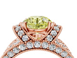 Rose gold Fancy Yellow Round  Halo Pave Diamond Engagement Ring with Milgrain Detailing_51