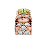 Rose gold Fancy Yellow Round  Halo Pave Diamond Engagement Ring with Milgrain Detailing_52
