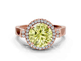 Rose gold Fancy Yellow Round  Halo Pave Split Shank Prong Setting Ring_63