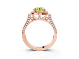 Rose gold Fancy Yellow Round  Halo Pave Split Shank Prong Setting Ring_66