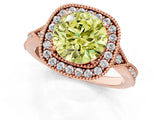 Rose gold Fancy Yellow Round  Halo Round Diamond Milgrain Pave Engagement Ring_4