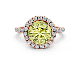 Rose gold Fancy Yellow Round  Halo Round Diamond Pavé Band Four-Prong Ring_3