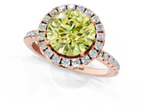 Rose gold Fancy Yellow Round  Halo Round Diamond Pavé Band Four-Prong Ring_4