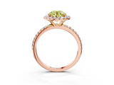 Rose gold Fancy Yellow Round  Halo Round Diamond Pavé Band Four-Prong Ring_6