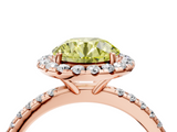 Rose gold Fancy Yellow Round  Halo Round Diamond Pavé Band Four-Prong Ring_7