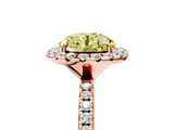 Rose gold Fancy Yellow Round  Halo Round Diamond Pavé Band Four-Prong Ring_8