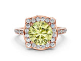 Rose gold Fancy Yellow Round  Halo Round Diamond Pave Band with Four-Prong Setting_43