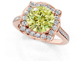 Rose gold Fancy Yellow Round  Halo Round Diamond Pave Band with Four-Prong Setting_44