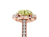 Rose gold Fancy Yellow Round  Halo Round Diamond Pave Band with Four-Prong Setting_48