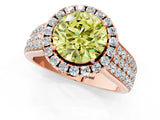 Rose gold Fancy Yellow Round  Halo Round Diamond Pave Band with Prong Setting 1