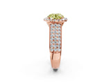 Rose gold Fancy Yellow Round  Halo Round Diamond Pave Band with Prong Setting 2