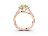 Rose gold Fancy Yellow Round  Halo Round Diamond Pave Band with Prong Setting 3