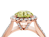 Rose gold Fancy Yellow Round  Halo Round Diamond Pave Band with Prong Setting 4