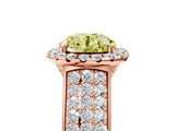 Rose gold Fancy Yellow Round  Halo Round Diamond Pave Band with Prong Setting 5