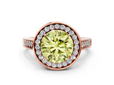 Rose gold Fancy Yellow Round  Halo Solitaire Diamond Ring with Pave Band and Bezel Setting_34