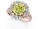Rose gold Fancy Yellow Round  Halo Split Shank Diamond Engagement Ring with Pave Band and Four-Prong Setting_1