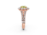 Rose gold Fancy Yellow Round  Halo Split Shank Diamond Engagement Ring with Pave Band and Four-Prong Setting_2