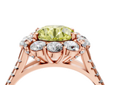 Rose gold Fancy Yellow Round  Halo Split Shank Diamond Engagement Ring with Pave Band and Four-Prong Setting_4