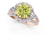 Rose gold Fancy Yellow Round  Halo Split Shank Diamond Engagement Ring with Prong Setting_1