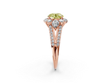 Rose gold Fancy Yellow Round  Halo Split Shank Diamond Engagement Ring with Prong Setting_2
