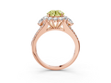 Rose gold Fancy Yellow Round  Halo Split Shank Diamond Engagement Ring with Prong Setting_3