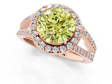 Rose gold Fancy Yellow Round  Halo Split Shank Diamond Ring with Four-Prong Setting_1