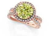 Rose gold Fancy Yellow Round  Halo Split Shank Diamond Ring with Pavé Setting_27